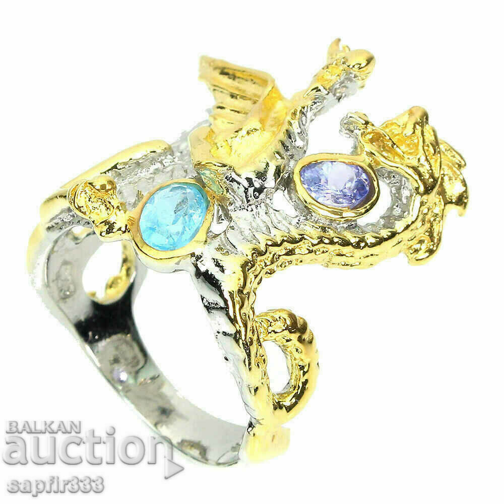 DRAGONS DESIGNER RING WITH NATURAL TANZANITE AND TOPAZ with price 412.00 BGN | € 210.65