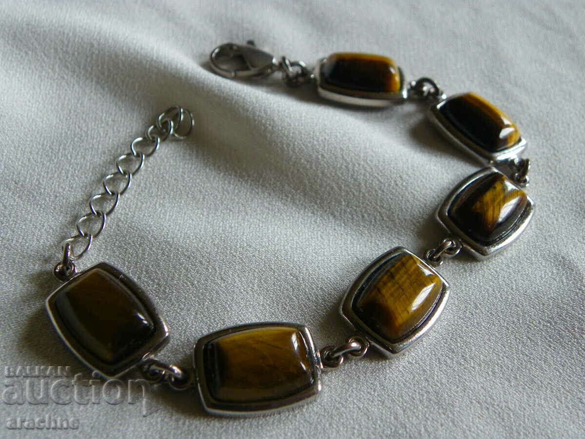 Auction Solid silver bracelet with tiger's eye Auction Solid silver bracelet with tiger's eye