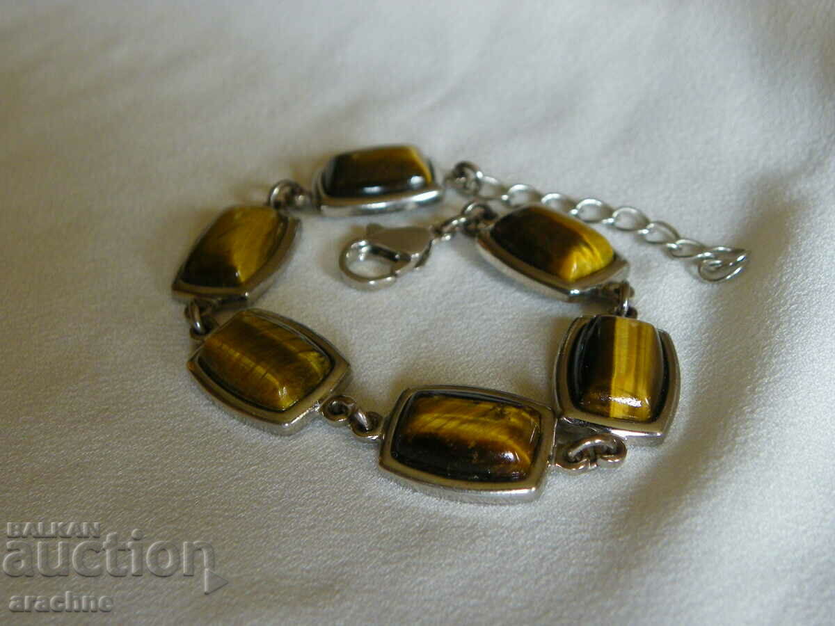Solid silver bracelet with tiger's eye - 5 Solid silver bracelet with tiger's eye - 5