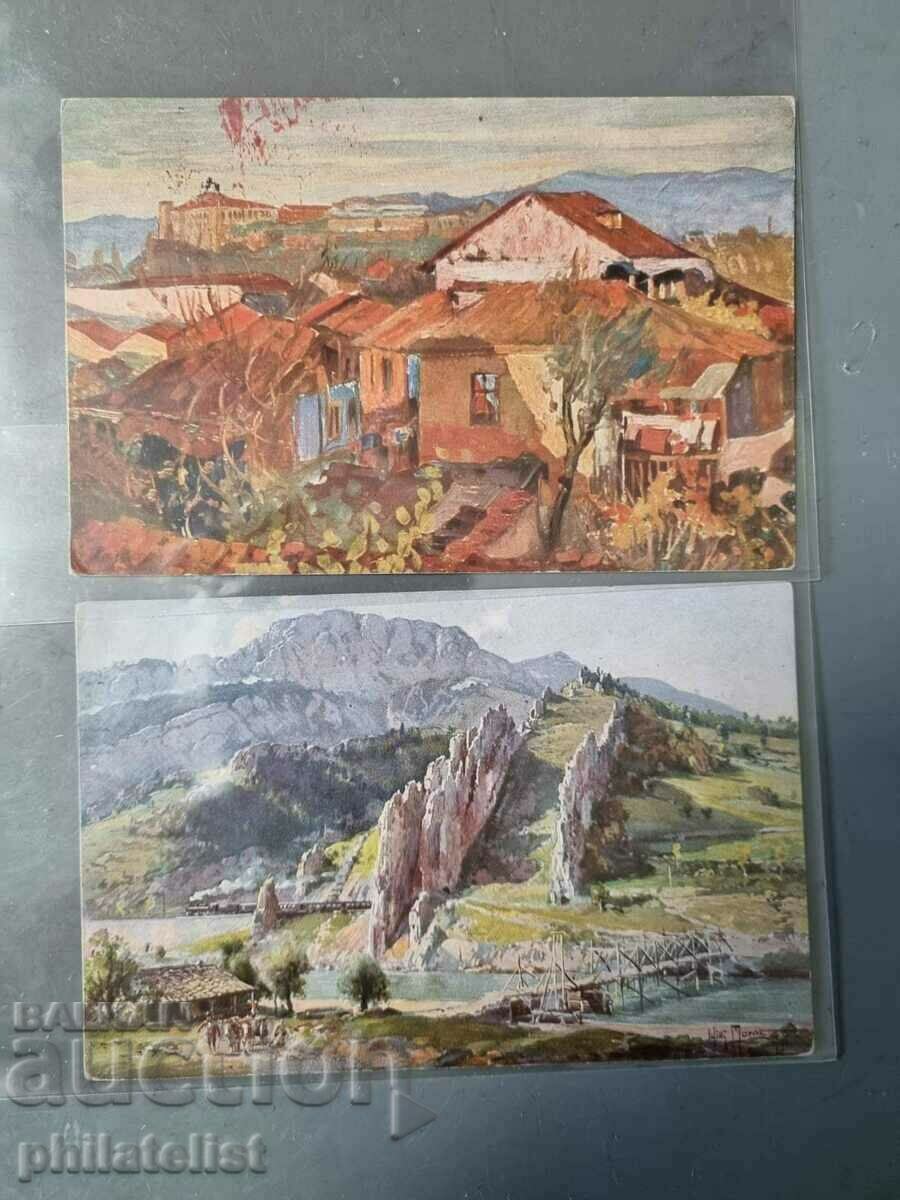 2 cards - with censor stamps, with stamps of 3 cents above. with price 100.00 BGN | € 51.13 2 cards - with censor stamps, with stamps of 3 cents above. with price 100.00 BGN | € 51.13