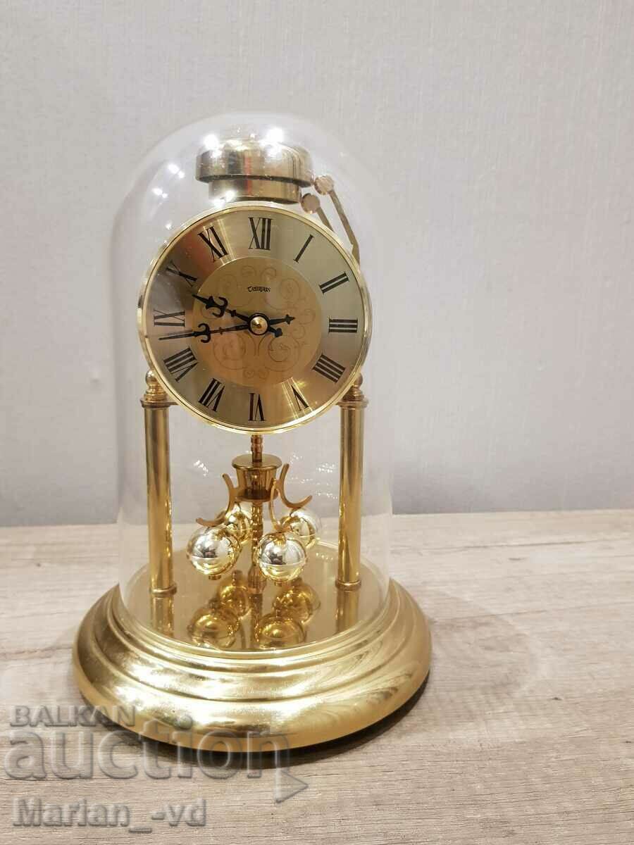 Γερμανικό επιτραπέζιο ρολόι χαλαζία με φιάλη και γκονγκ