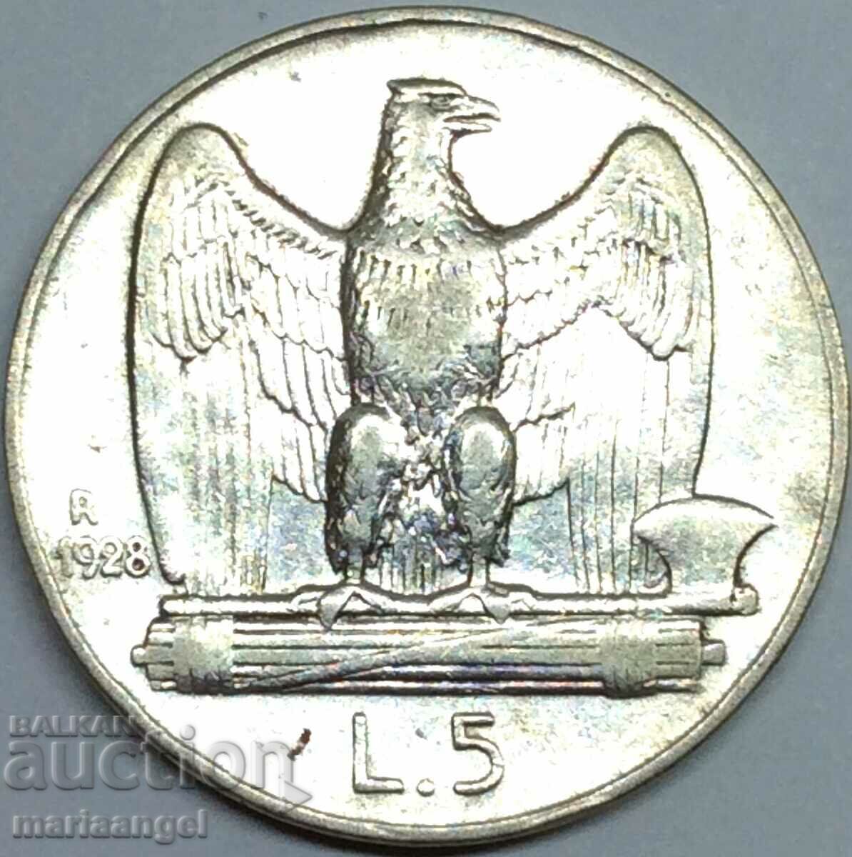 5 lira 1928 Italy silver