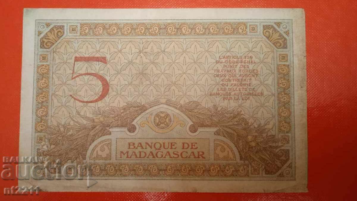 Bancnota de 5 franci Madagascar 1937 cu preț € 10.00 | 19.56 BGN