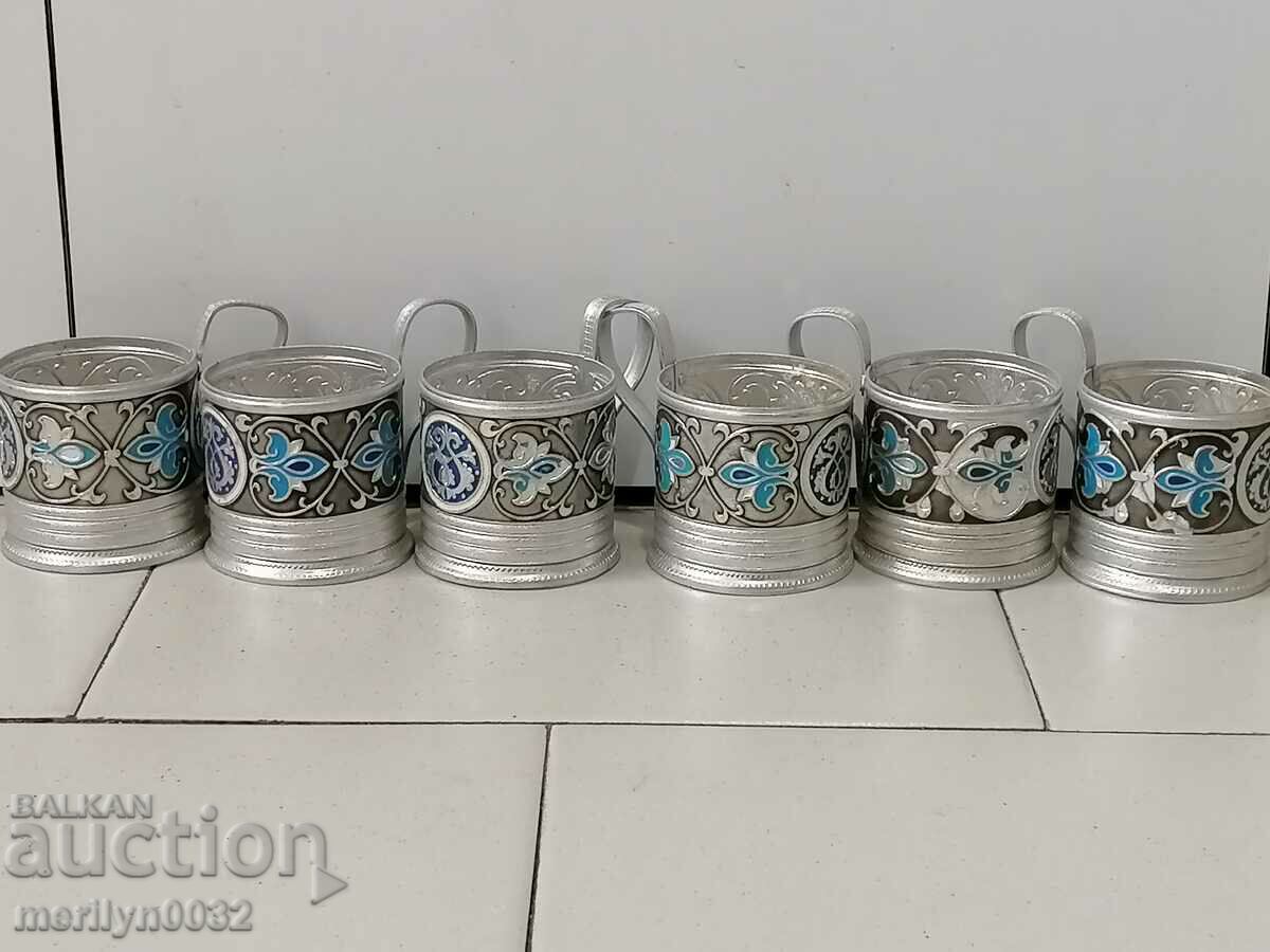 Service coasters for glasses 6 pcs cup coaster USSR - 7