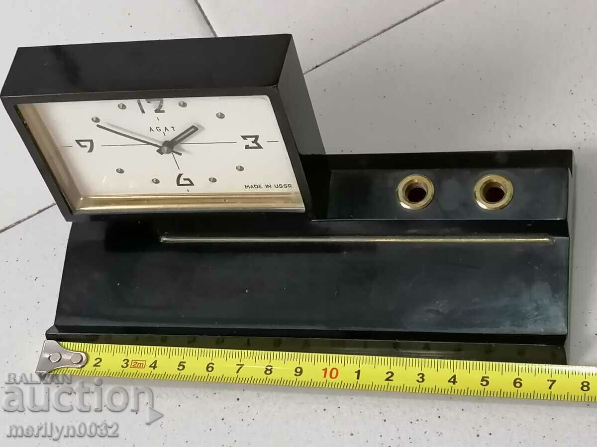 Social alarm clock desk clock USSR 1950s feather handle - 5 Social alarm clock desk clock USSR 1950s feather handle - 5