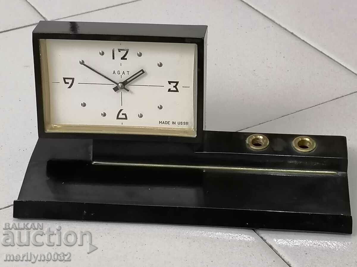 Social alarm clock desk clock USSR 1950s feather handle Social alarm clock desk clock USSR 1950s feather handle