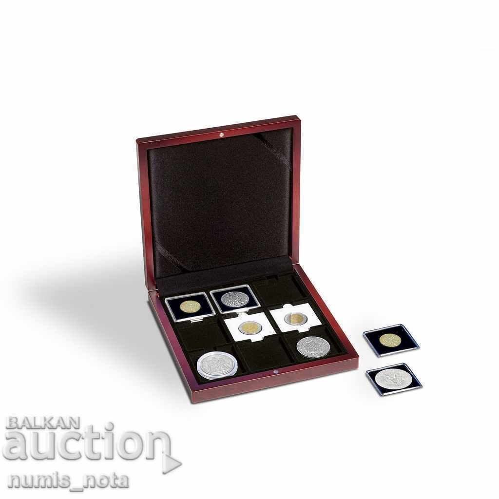 луксозна дървена кутия Volterra за 9  монети в капсули QUADR