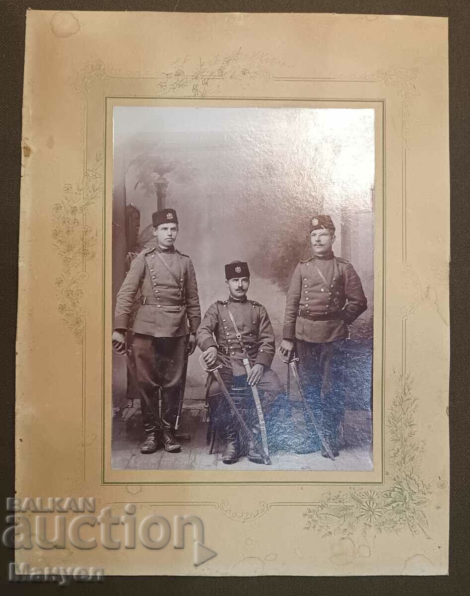 Old military photo, cardboard.