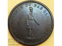 1 penny 1837 2 sous Canada 18,81 g 34 mm Bank Token cupru
