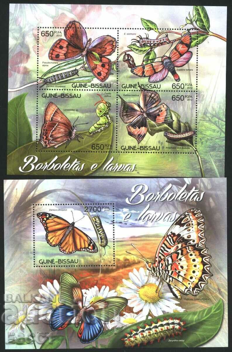 Чисти блокове Фауна Пеперуди  2012 от Гвинея - Бисау