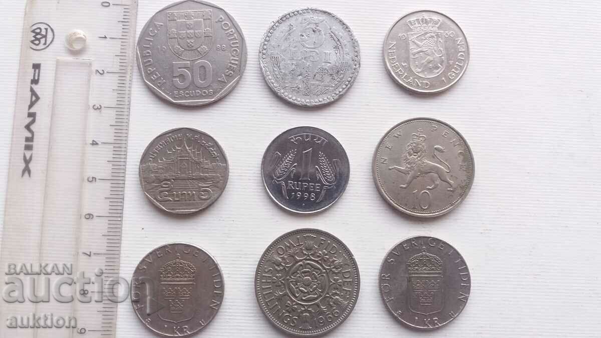 A COLLECTION OF 9 DIFFERENT COINS FROM AROUND THE WORLD with price 4.99 BGN | € 2.55