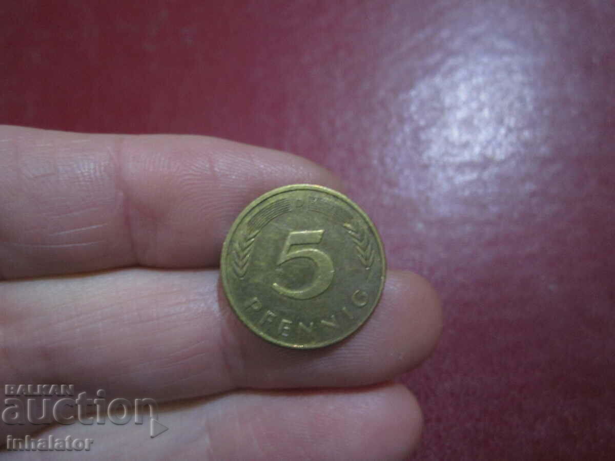 1996 5 pfennig litera D