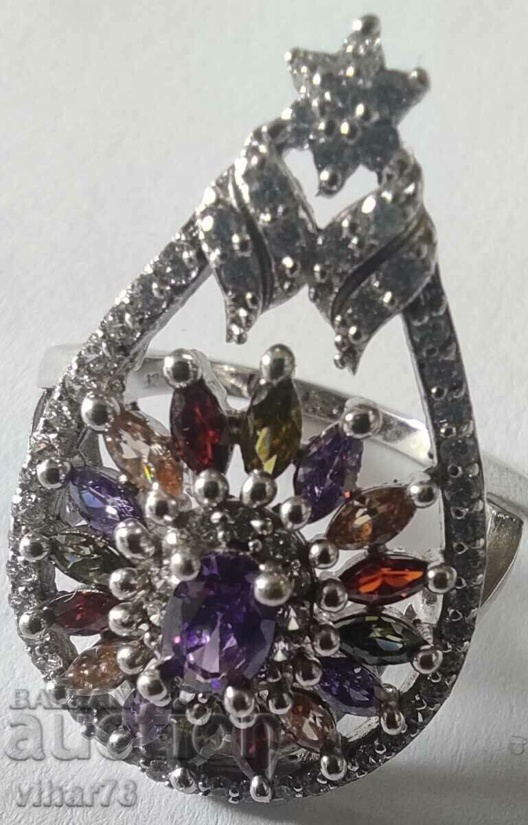 SILVER WOMEN'S RING WITH MULTICOLOR ZIRCONIA with price 219.99 BGN | € 112.48 SILVER WOMEN'S RING WITH MULTICOLOR ZIRCONIA with price 219.99 BGN | € 112.48
