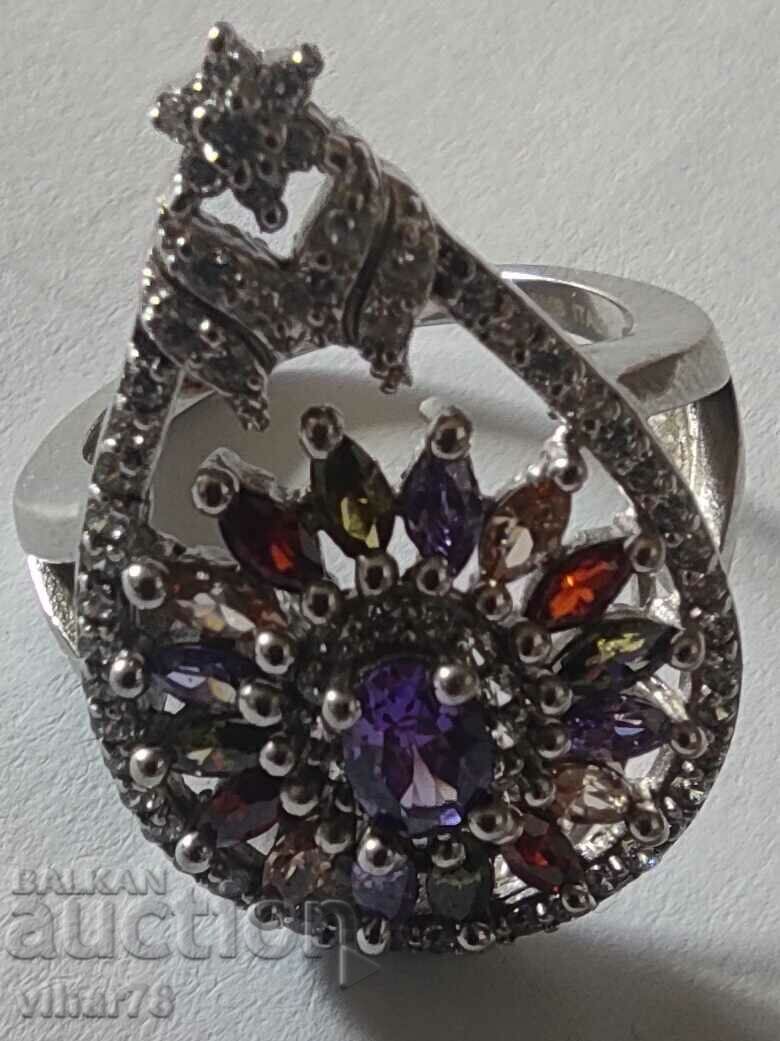 SILVER WOMEN'S RING WITH MULTICOLOR ZIRCONIA - 5 SILVER WOMEN'S RING WITH MULTICOLOR ZIRCONIA - 5