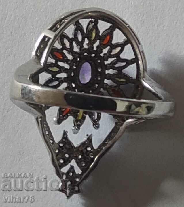 SILVER WOMEN'S RING WITH MULTICOLOR ZIRCONIA - 7 SILVER WOMEN'S RING WITH MULTICOLOR ZIRCONIA - 7