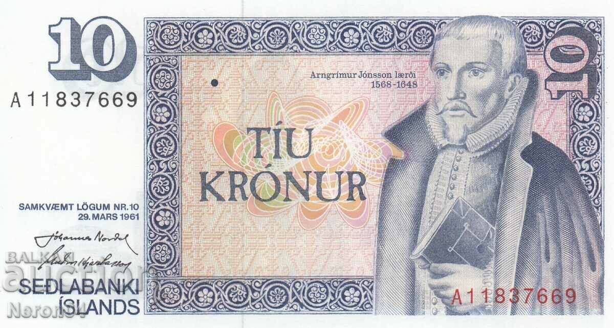 10 kroner 1961, Iceland