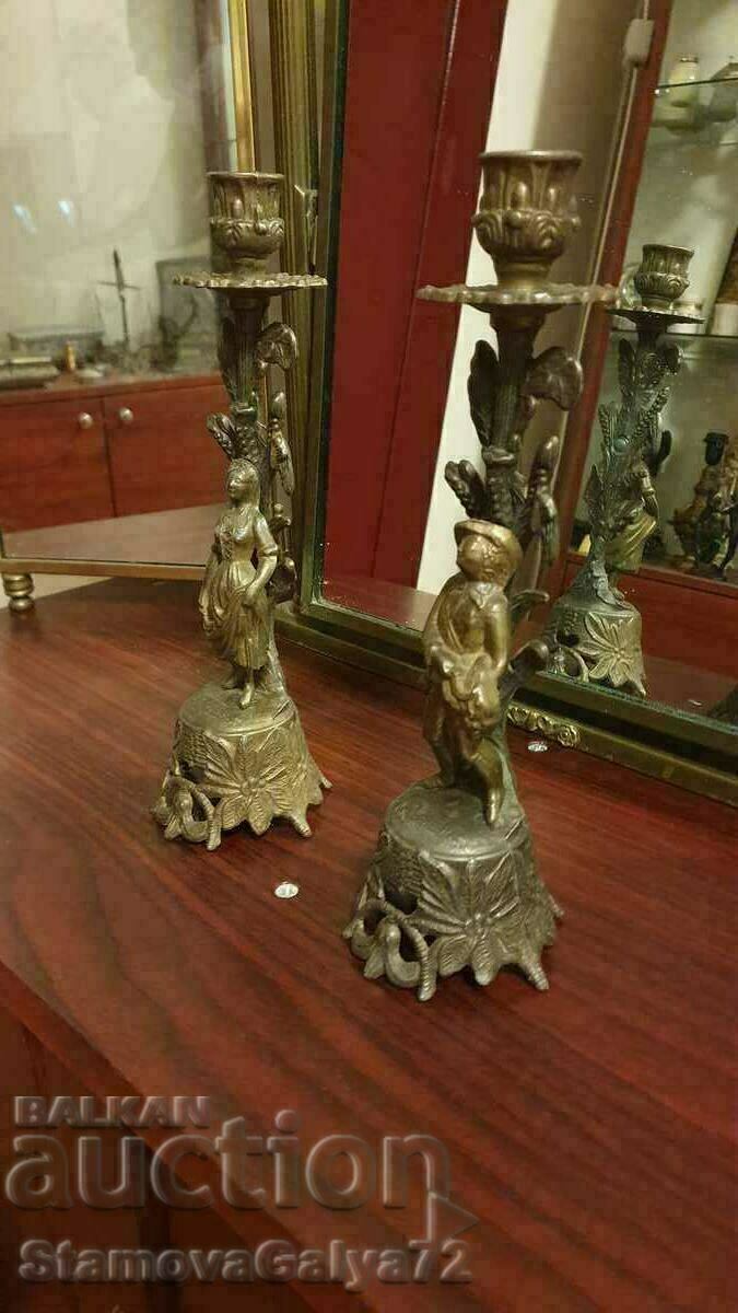 Антикварни френски фигурални свещници