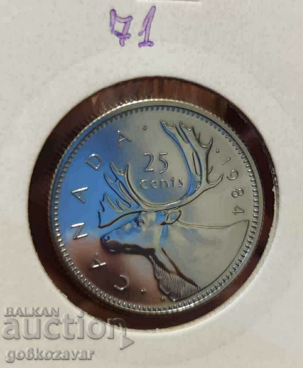 Canada 25 Cents 1984 Matt-Gloss UNC