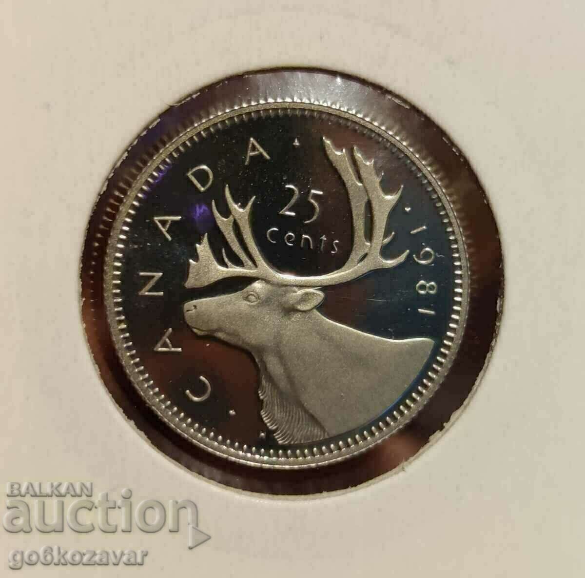 Canada 25 Cents 1981 Proof UNC με τιμή 5.90 BGN | € 3.02 Canada 25 Cents 1981 Proof UNC με τιμή 5.90 BGN | € 3.02