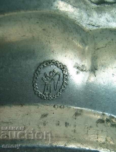 Old embossed zinc wall plate, marked, 22.5 cm - 6 Old embossed zinc wall plate, marked, 22.5 cm - 6