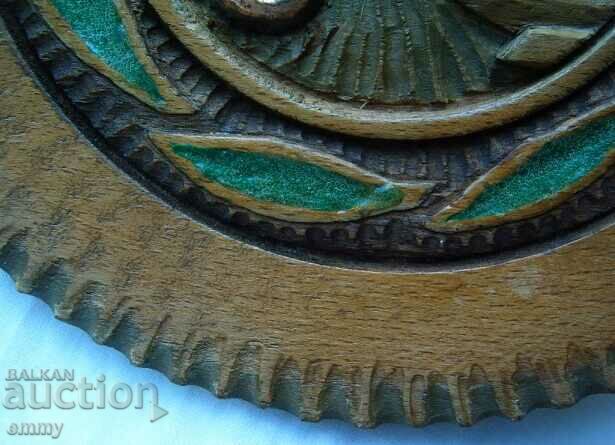 Auction Wooden wall plate, wood carving - mountain goat Auction Wooden wall plate, wood carving - mountain goat