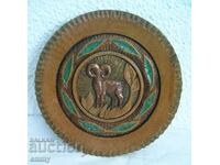 Wooden wall plate, wood carving - mountain goat