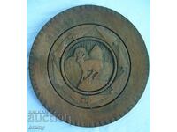 Wooden wall plate, wood carving, 17.5 cm