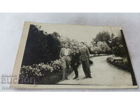 Photo Kyustendil Two men and a boy in front of the bathroom 1930