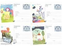 4 postcards with children's drawings