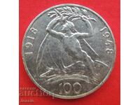 100 de coroane 1948 Cehoslovacia argint