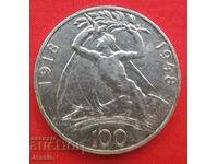 100 kroner 1948 Czechoslovakia silver