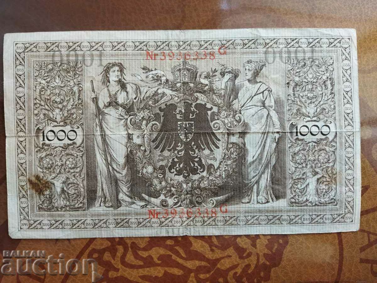 Germany banknote 1000 marks from 1910, quality VF with price 10.00 BGN | € 5.11 Germany banknote 1000 marks from 1910, quality VF with price 10.00 BGN | € 5.11