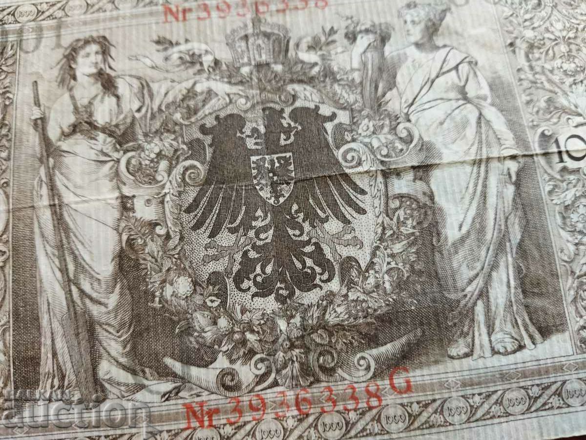 Auction  Germany banknote 1000 marks from 1910, quality VF
