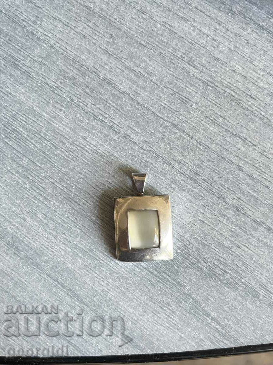 Silver pendant with natural stone. #2902