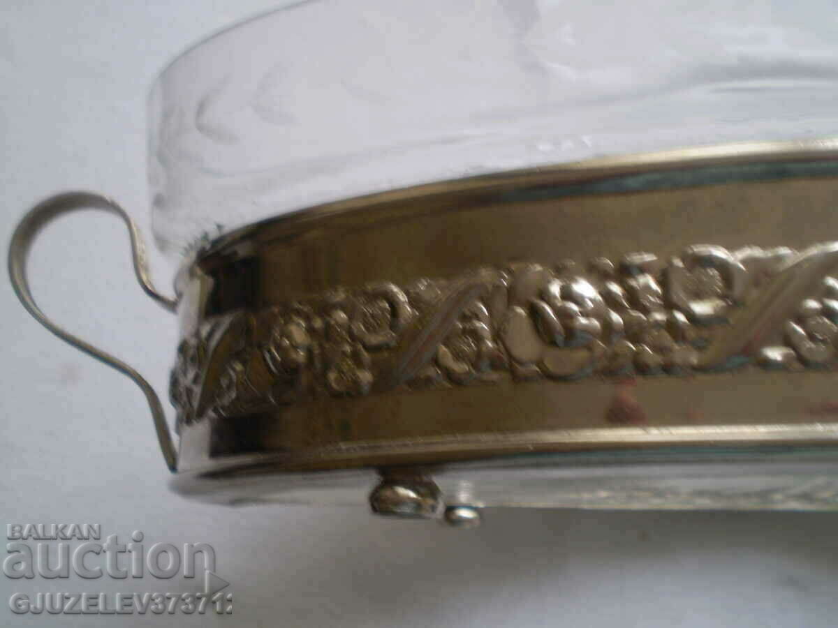 Vintage fruit bowl with original glass metal unique with price 220.00 BGN | € 112.48