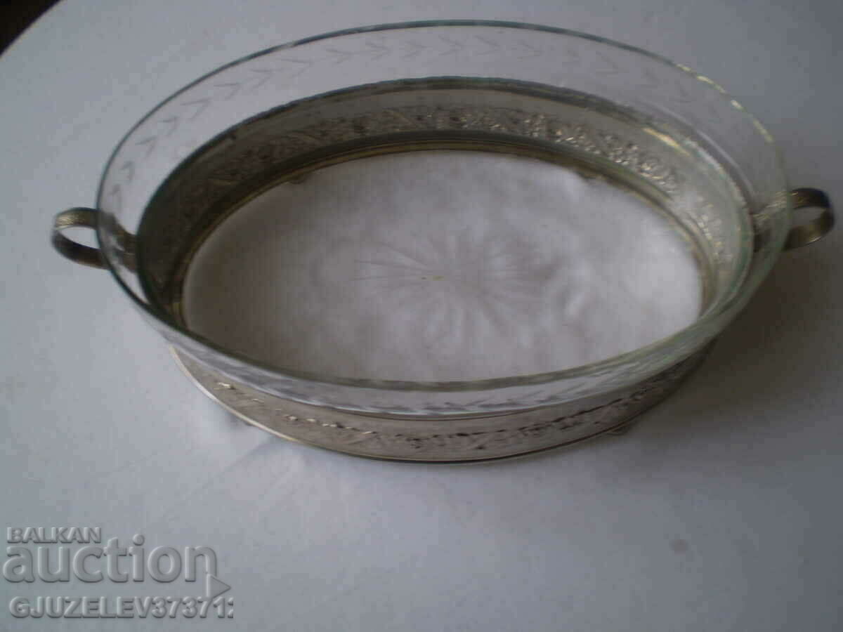 Auction  Vintage fruit bowl with original glass metal unique