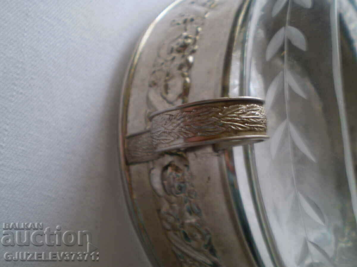 Vintage fruit bowl with original glass metal unique - 6