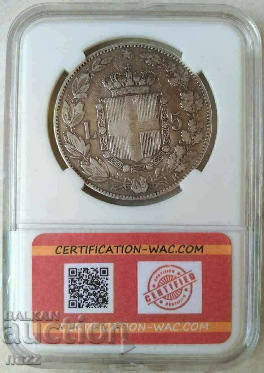 Italy 5 Lire 1879 Umberto / Silver with price 120.00 BGN | € 61.36 Italy 5 Lire 1879 Umberto / Silver with price 120.00 BGN | € 61.36