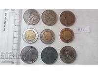 COLLECTION OF 9 FOREIGN COINS SCHILLINGS, ITALY ETC.