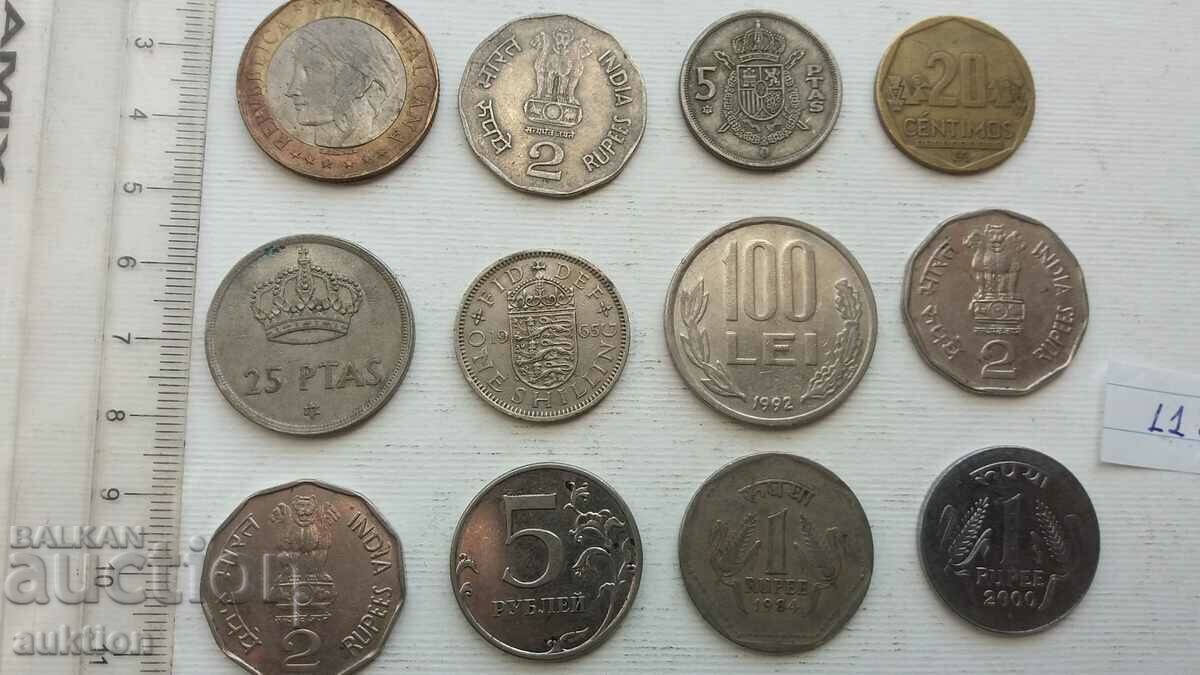 COLLECTION OF 12 FOREIGN COINS ITALY, INDIA, ROMANIA