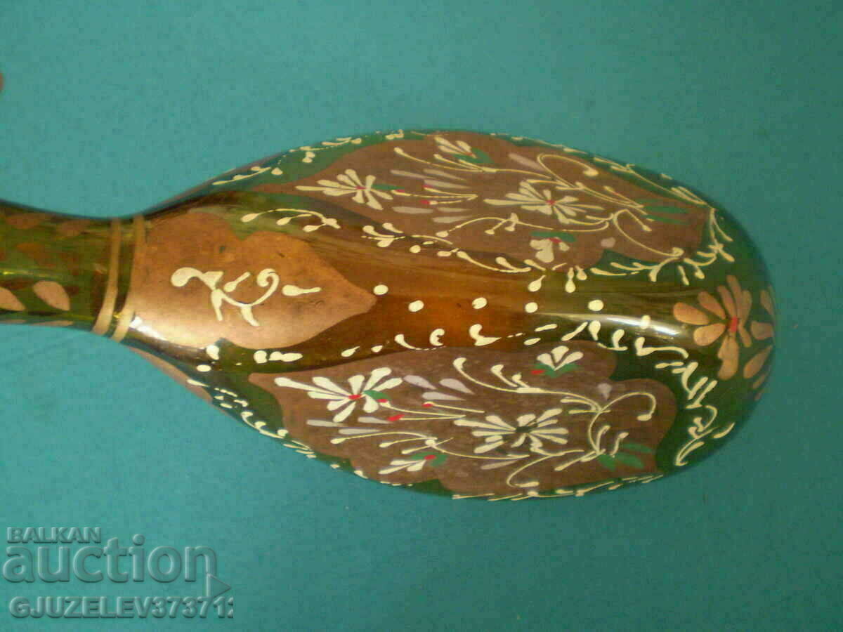 Hand blown and hand painted caramel carafe - 5