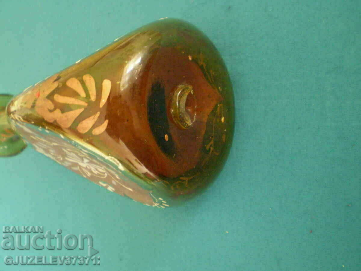 Hand blown and hand painted caramel carafe - 6