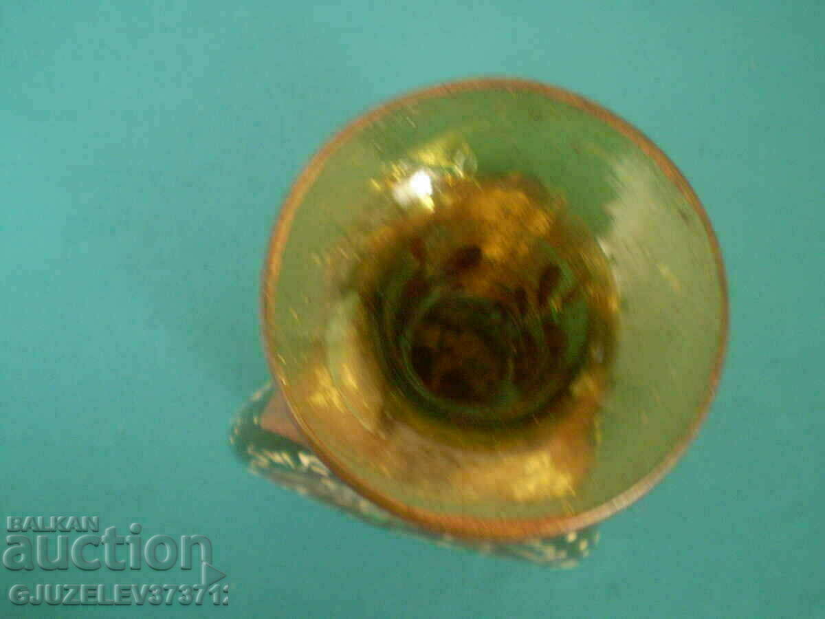 Hand blown and hand painted caramel carafe - 7