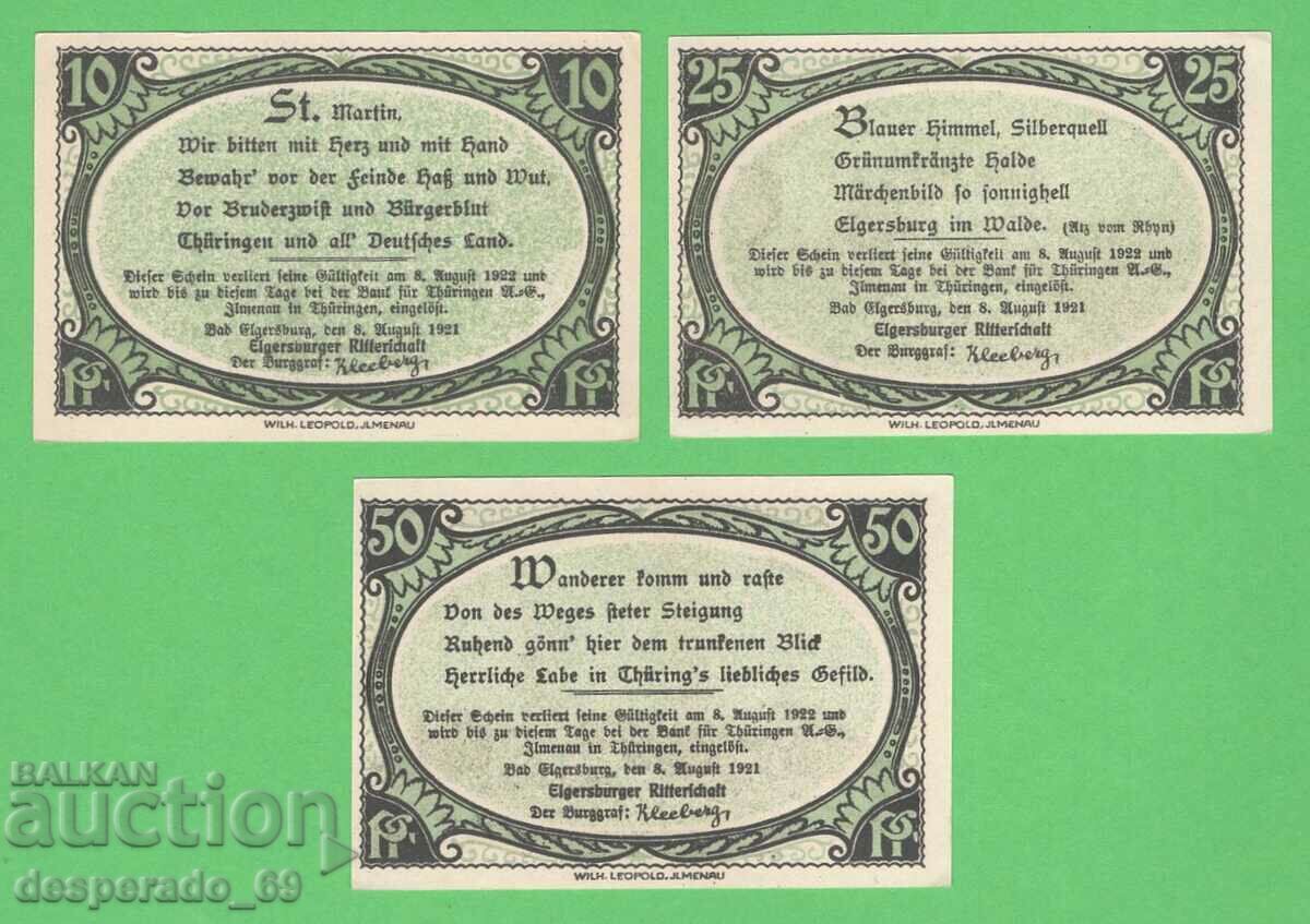 (¯`'•.¸NOTGELD (city Bad Elgersburg) 1921 UNC -3 pcs. banknotes with price 8.10 BGN | € 4.14