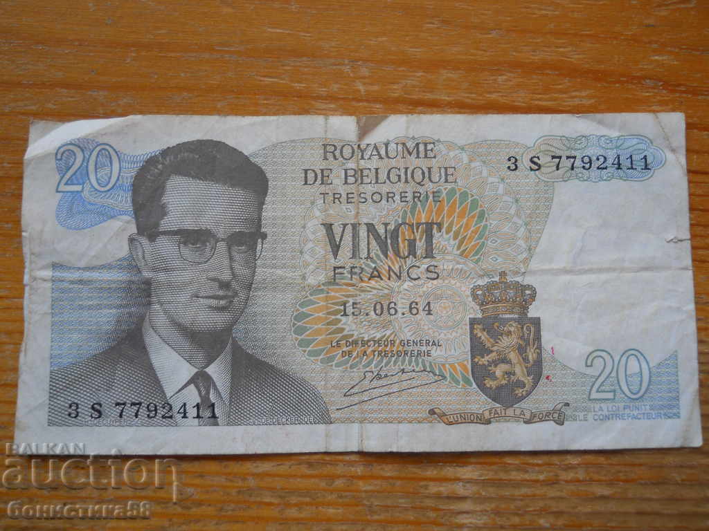 20 francs 1964 - Belgium ( VG )