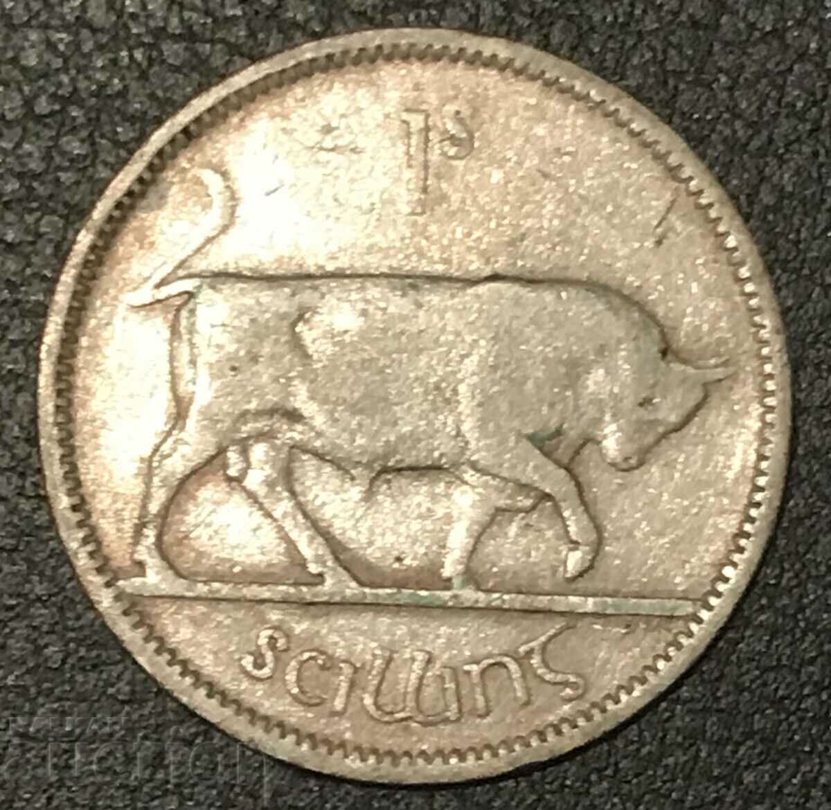 Ireland 1 Shilling 1940 Bull Silver WW2