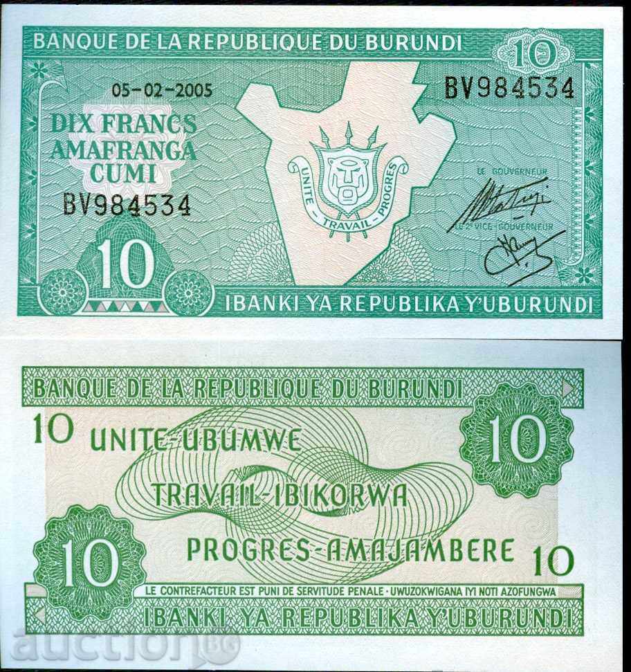 BURUNDI BURUNDI 10 Frank Έγγραφο έκδοσης 2005 ΝΕΟ UNC