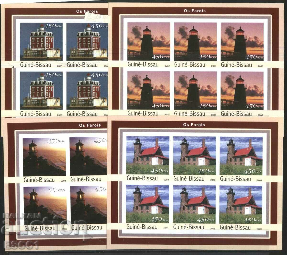 Clean stamps in small sheets Nautical Lighthouses 2003 Guinea-Bissau with price 44.00 BGN | € 22.50 Clean stamps in small sheets Nautical Lighthouses 2003 Guinea-Bissau with price 44.00 BGN | € 22.50