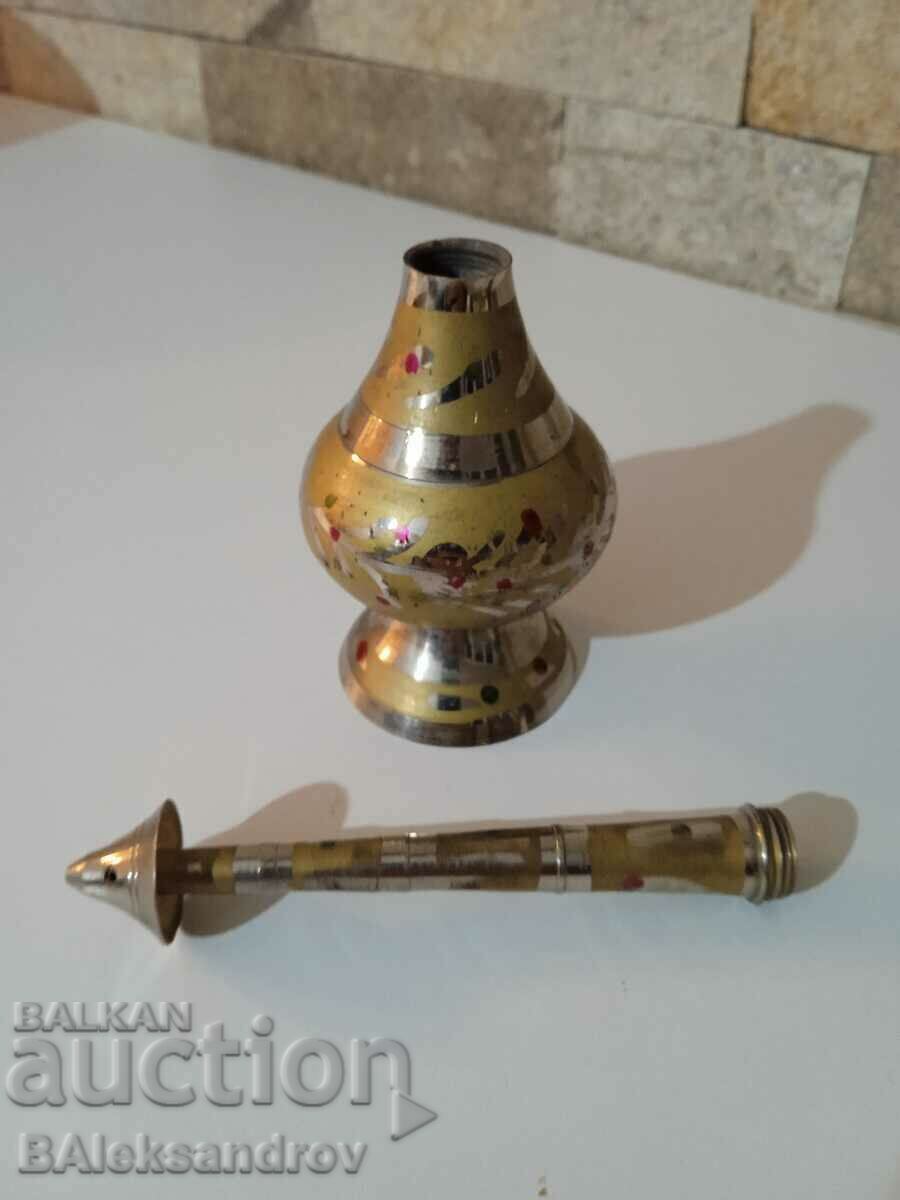 Old bronze bottle for essential oils - 5