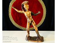 Copper statuette, Roman warrior figure, marked.